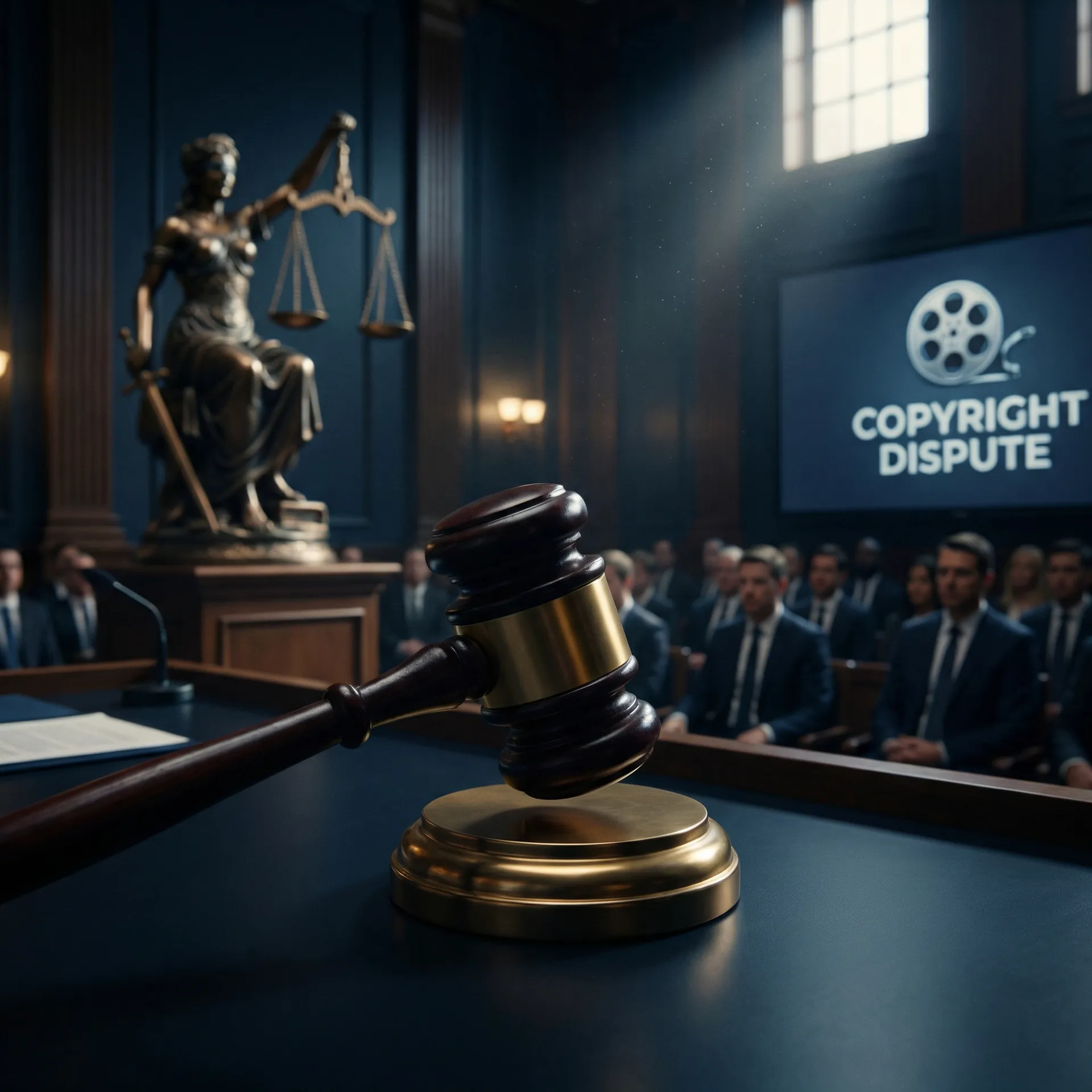 影视版权侵权诉讼庭审场景
